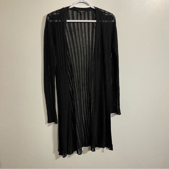 Guess sheer knit duster long sleeve slit hem sides sexy vacation wear - Picture 2 of 7